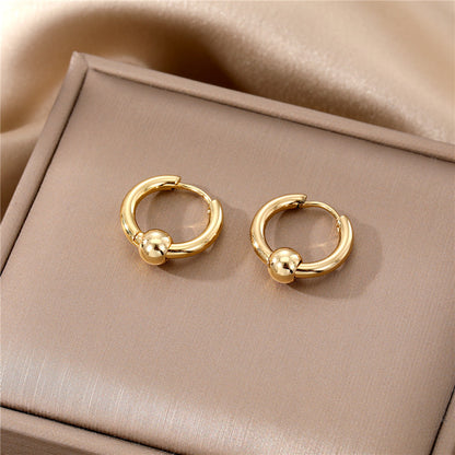 Fashion Round Stainless Steel Plating Hoop Earrings 1 Pair