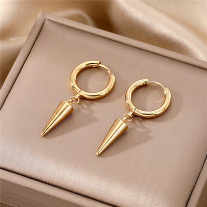 Fashion Round Stainless Steel Plating Hoop Earrings 1 Pair