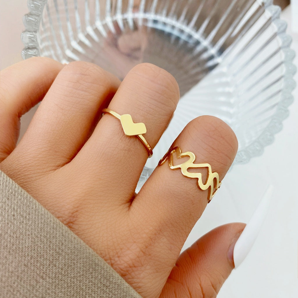 Fashion Heart Shape Alloy Plating Hollow Out Women's Open Ring