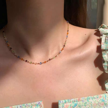 Sweet Geometric Opal Beaded Women's Necklace