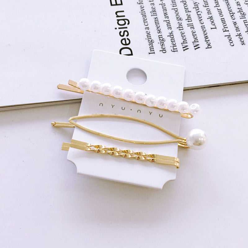 Fashion Geometric Alloy Plating Artificial Pearls Hair Clip 1 Set