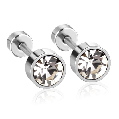 Fashion Geometric Stainless Steel Inlay Zircon Ear Studs 1 Pair