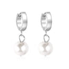 Fashion Geometric Stainless Steel Plating Artificial Pearls Dangling Earrings 1 Pair