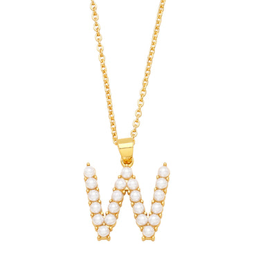 Simple Style Letter Copper Gold Plated Artificial Pearls Pendant Necklace 1 Piece