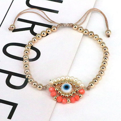 Ins Style Devil's Eye Glass Pearl Plating Women's Bracelets 1 Piece