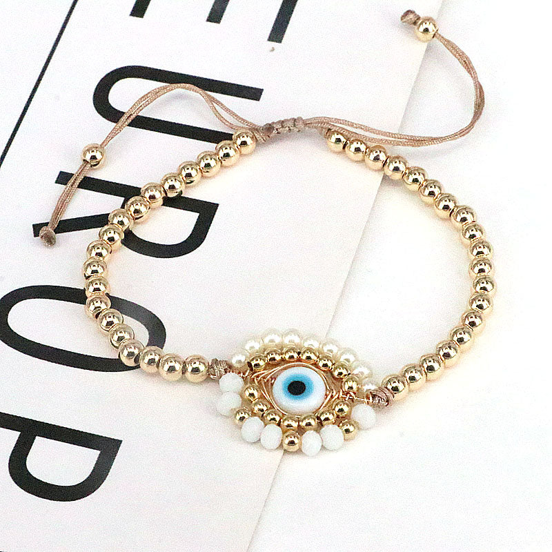 Ins Style Devil's Eye Glass Pearl Plating Women's Bracelets 1 Piece