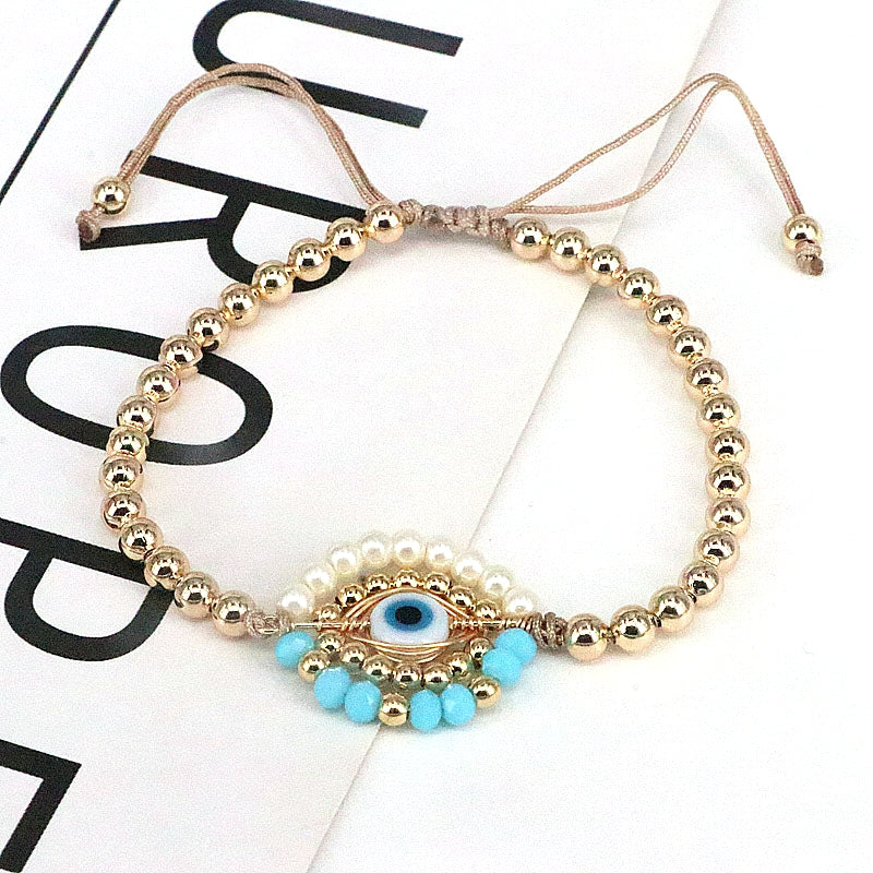 Ins Style Devil's Eye Glass Pearl Plating Women's Bracelets 1 Piece