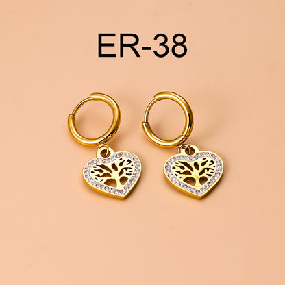 1 Pair Fashion Tree Plating Stainless Steel Zircon Earrings