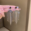 Fashion Tassel Copper Inlay Rhinestones Drop Earrings 1 Pair