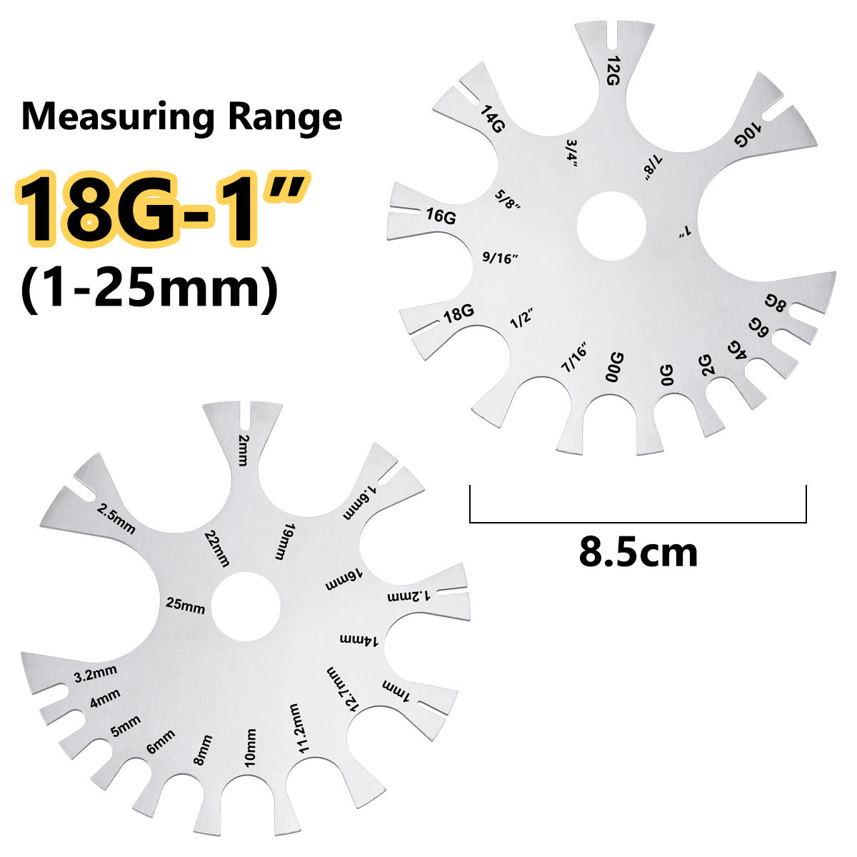 Puncture Jewelry Diameter Thickness Stainless Steel Measuring Ruler