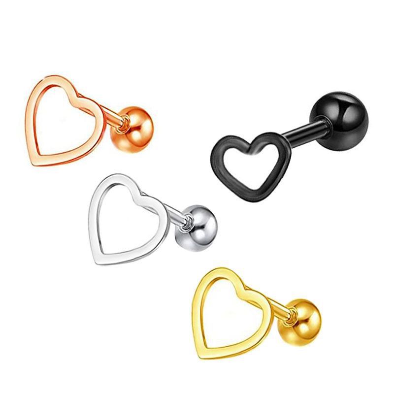 Fashion Heart Shape Stainless Steel Plating Ear Studs 1 Piece