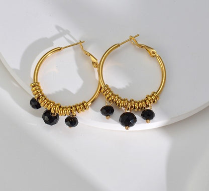 Retro Geometric Stainless Steel Plating Hoop Earrings 1 Pair