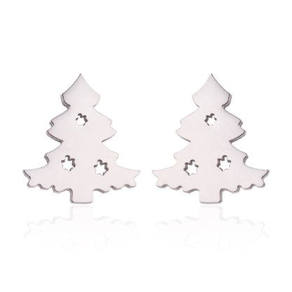 Fashion Christmas Tree Stainless Steel Ear Studs 1 Pair