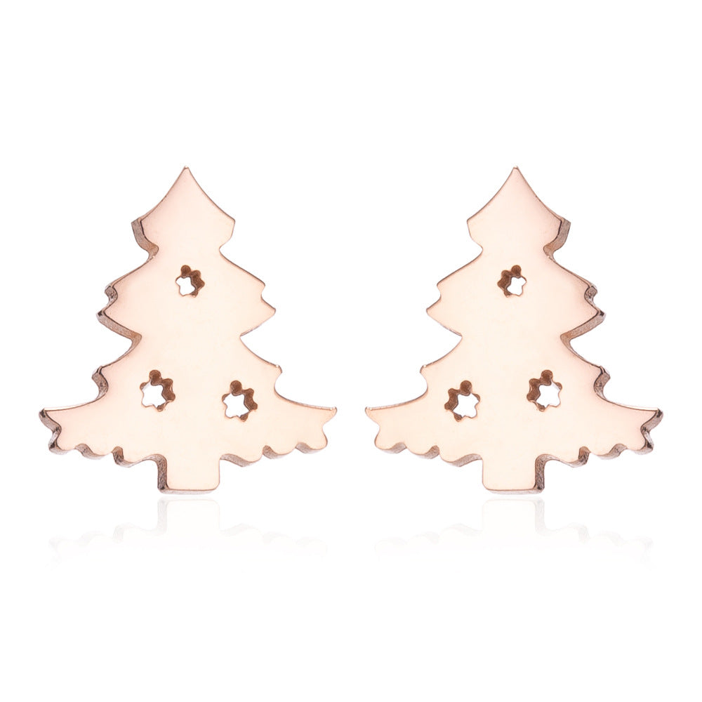 Fashion Christmas Tree Stainless Steel Ear Studs 1 Pair