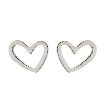 Fashion Heart Shape Stainless Steel Ear Studs 1 Pair