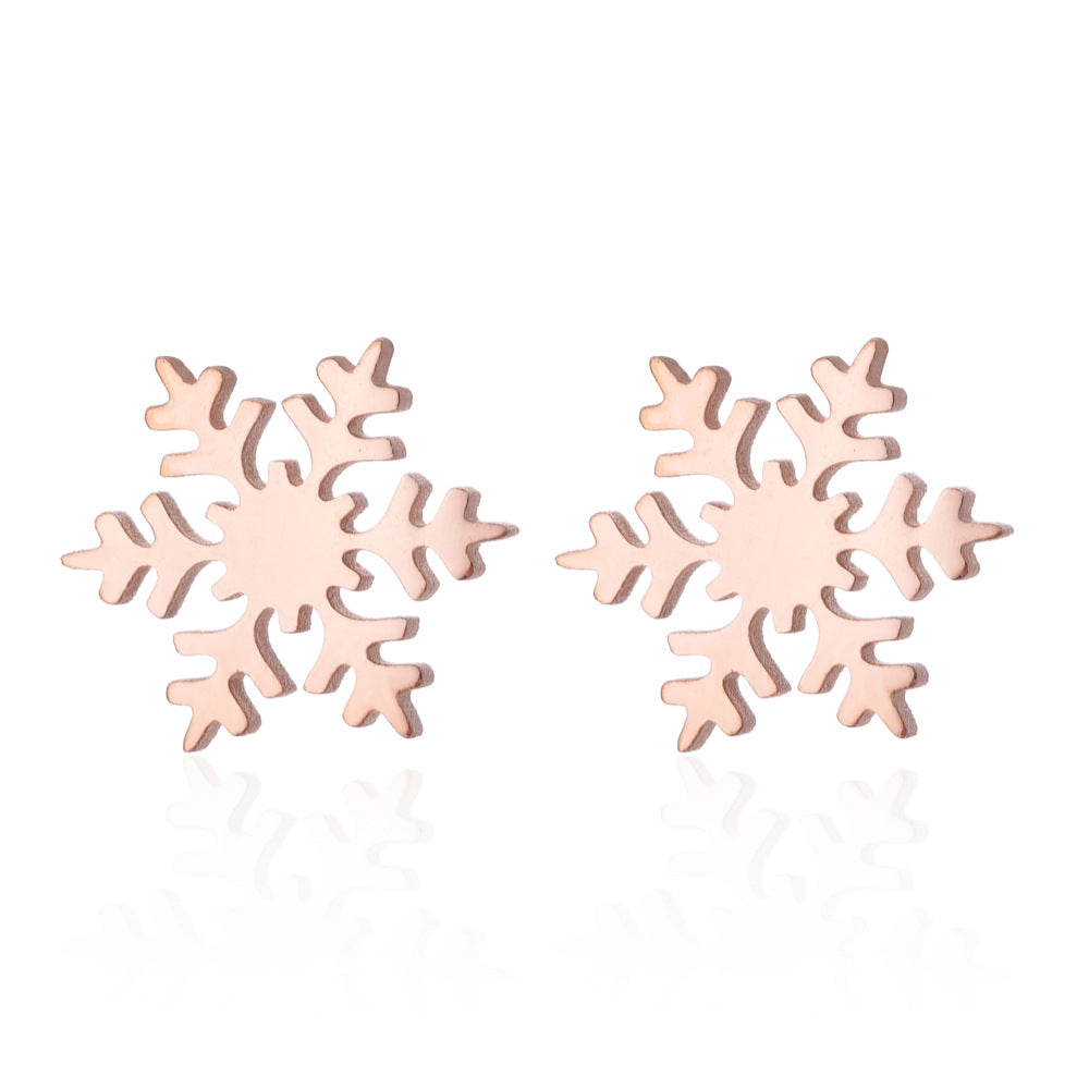 Fashion Snowflake Stainless Steel Plating Ear Studs 1 Pair