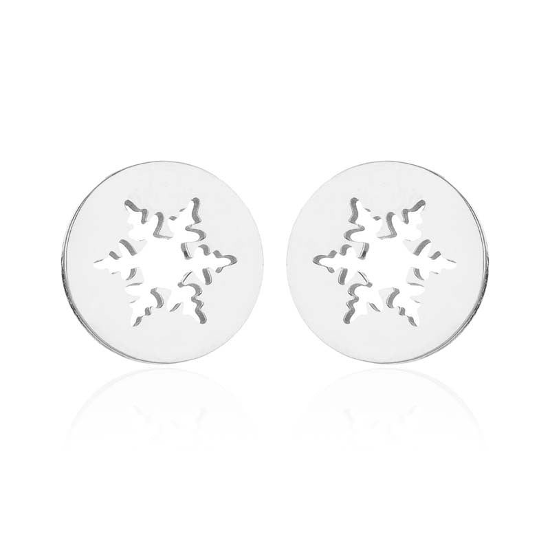 Fashion Snowflake Stainless Steel Plating Ear Studs 1 Pair