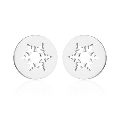 Fashion Snowflake Stainless Steel Plating Ear Studs 1 Pair