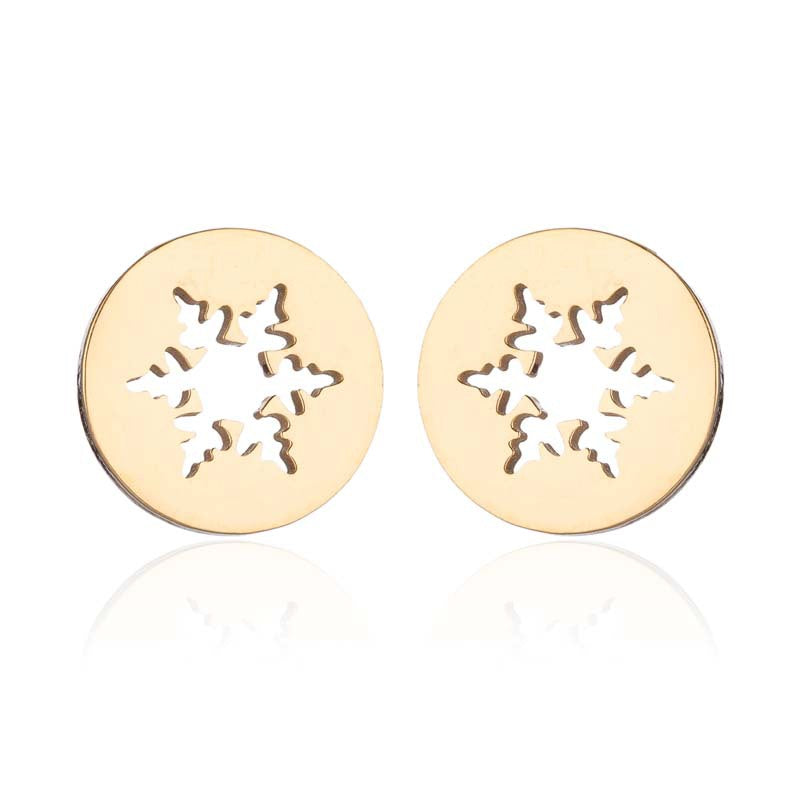 Fashion Snowflake Stainless Steel Plating Ear Studs 1 Pair