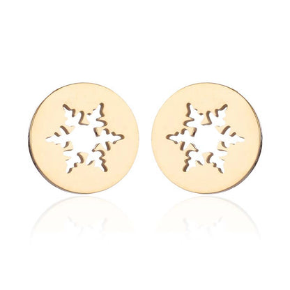 Fashion Snowflake Stainless Steel Plating Ear Studs 1 Pair