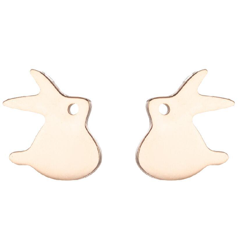 Fashion Rabbit Bat Bird Stainless Steel Plating Ear Studs 1 Pair