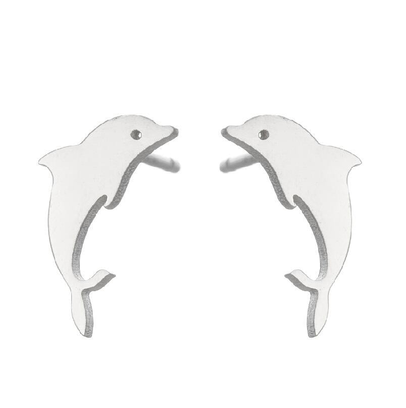 Fashion Rabbit Bat Bird Stainless Steel Plating Ear Studs 1 Pair