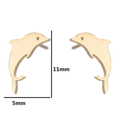 Fashion Rabbit Bat Bird Stainless Steel Plating Ear Studs 1 Pair