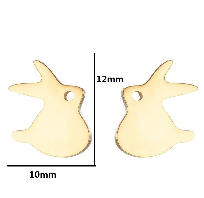 Fashion Rabbit Bat Bird Stainless Steel Plating Ear Studs 1 Pair