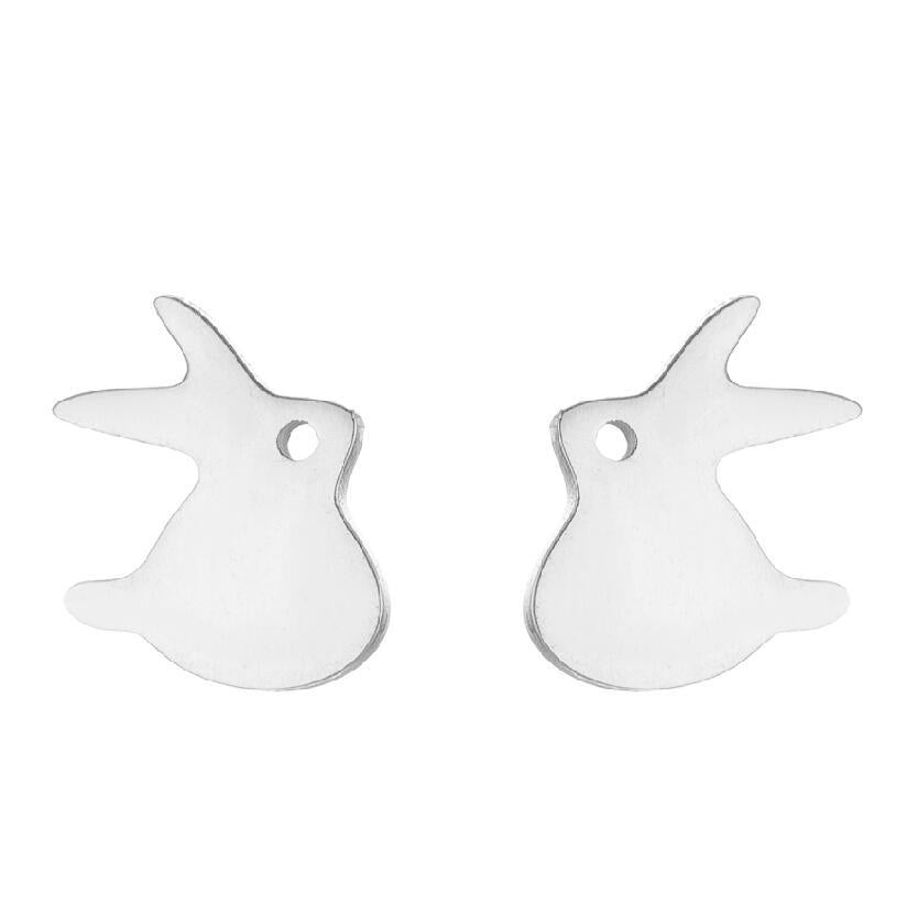 Fashion Rabbit Bat Bird Stainless Steel Plating Ear Studs 1 Pair