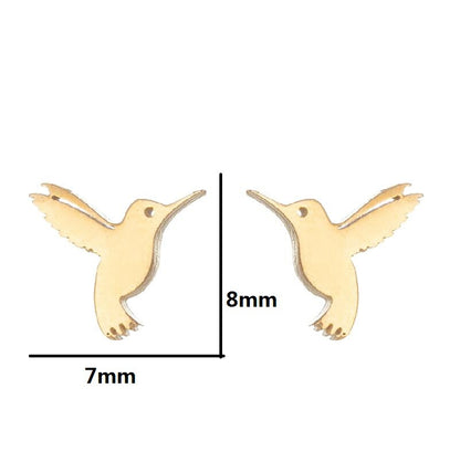 Fashion Rabbit Bat Bird Stainless Steel Plating Ear Studs 1 Pair