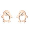 Simple Style Penguin Cat Octopus Stainless Steel Plating Hollow Out Ear Studs 1 Pair