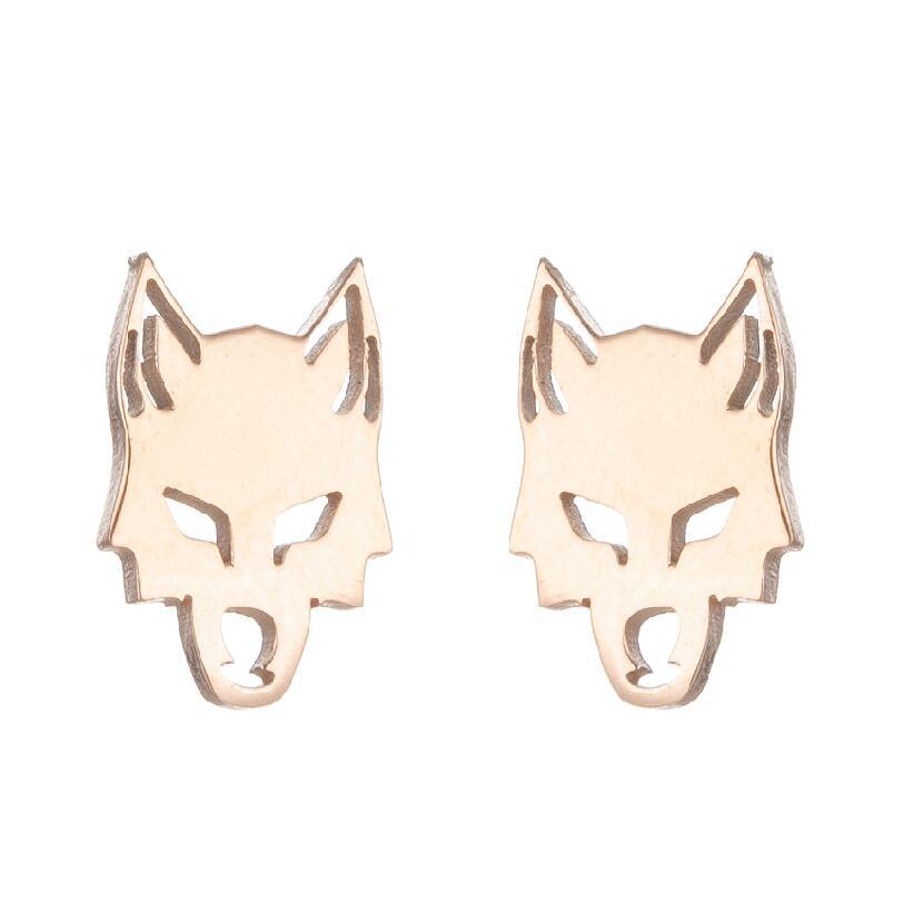 1 Pair Punk Wolf Stainless Steel Ear Studs