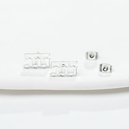 Simple Style Number Stainless Steel Plating Hollow Out Ear Studs 1 Pair