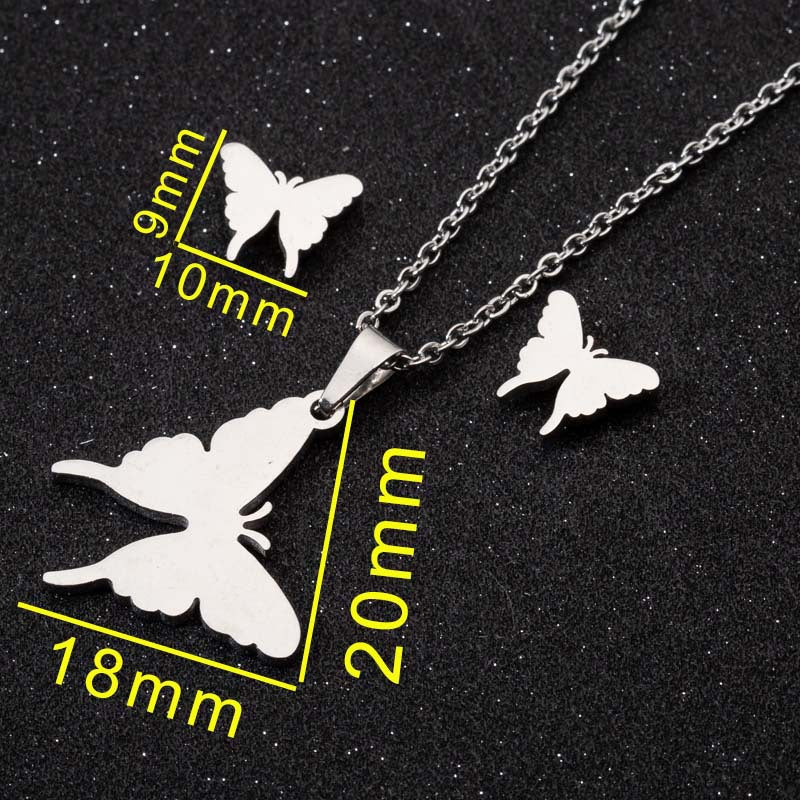 Fashion Moon Coconut Tree Fish Bone Stainless Steel Plating Hollow Out Earrings Necklace 1 Set