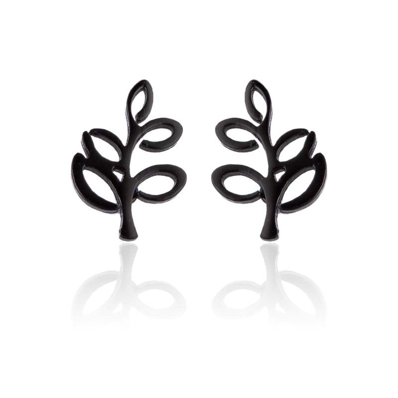 Fashion Star Moon Tree Stainless Steel Plating Hollow Out Ear Studs 1 Pair