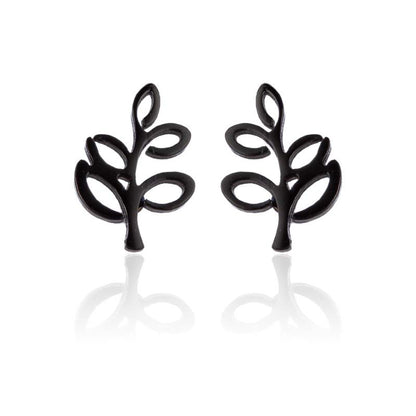 Fashion Star Moon Tree Stainless Steel Plating Hollow Out Ear Studs 1 Pair