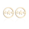 Fashion Star Moon Tree Stainless Steel Plating Hollow Out Ear Studs 1 Pair