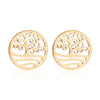 Fashion Star Moon Tree Stainless Steel Plating Hollow Out Ear Studs 1 Pair