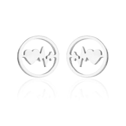 Fashion Star Moon Tree Stainless Steel Plating Hollow Out Ear Studs 1 Pair