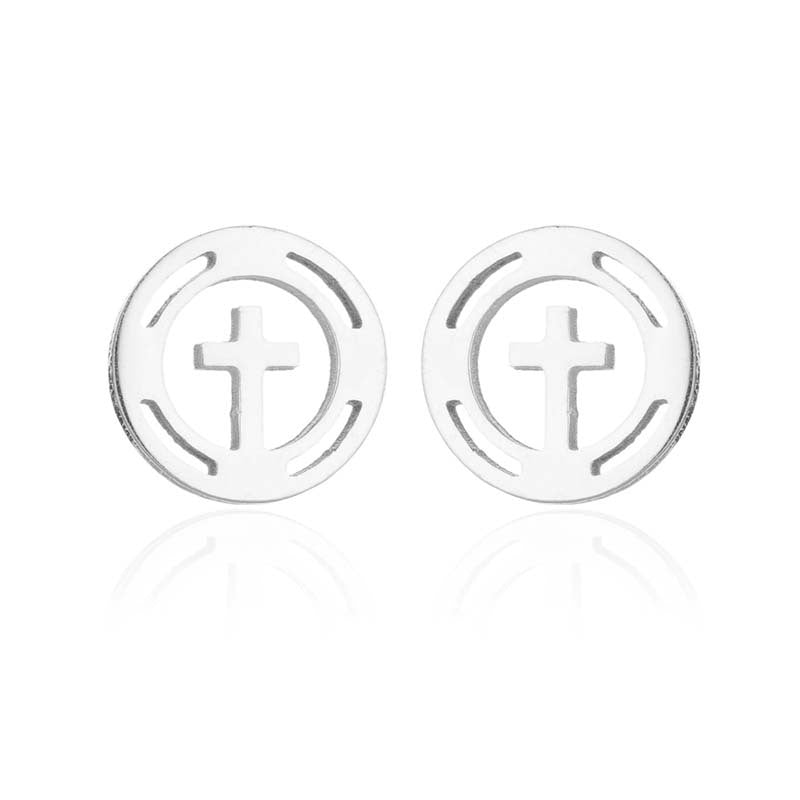 1 Pair Retro Cross Stainless Steel Plating Ear Studs