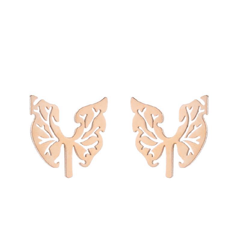 Simple Style Spider Web Butterfly Notes Stainless Steel Plating Hollow Out Ear Studs 1 Pair