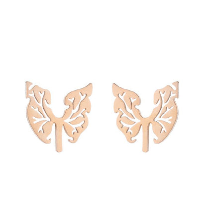 Simple Style Spider Web Butterfly Notes Stainless Steel Plating Hollow Out Ear Studs 1 Pair