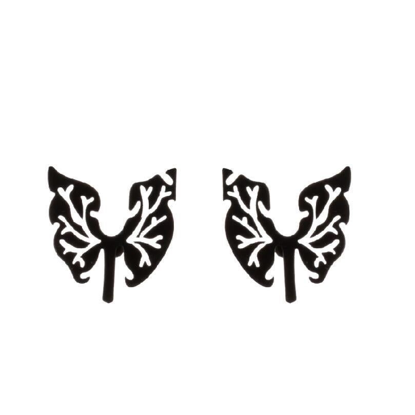 Simple Style Spider Web Butterfly Notes Stainless Steel Plating Hollow Out Ear Studs 1 Pair