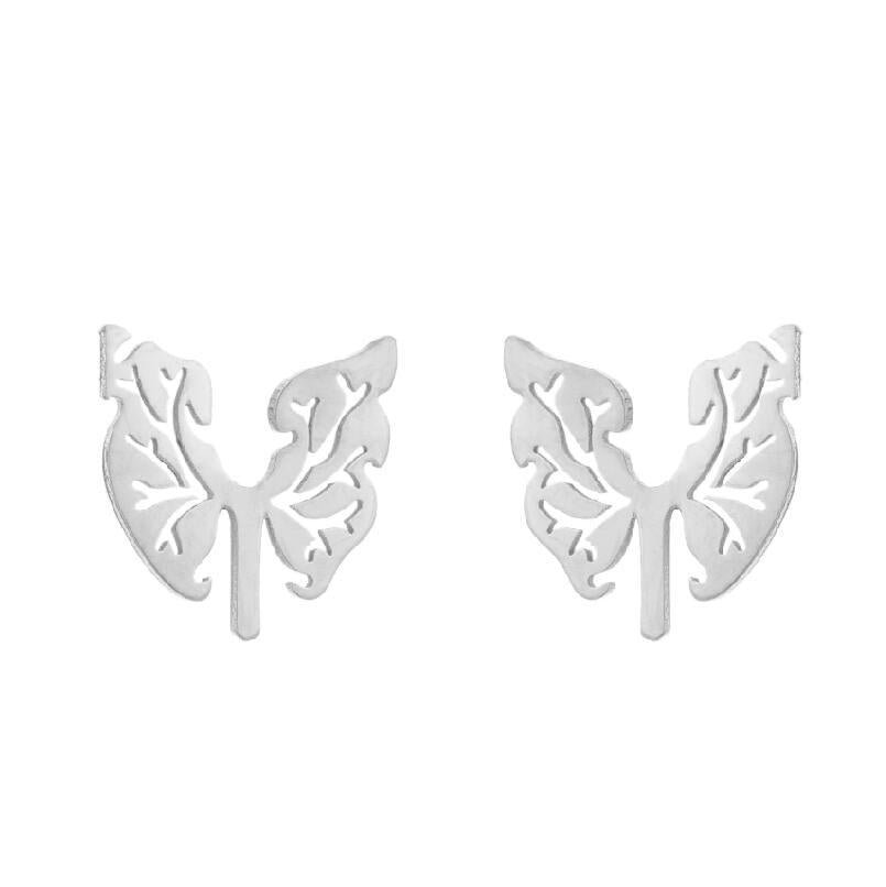 Simple Style Spider Web Butterfly Notes Stainless Steel Plating Hollow Out Ear Studs 1 Pair