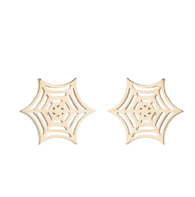 Simple Style Spider Web Butterfly Notes Stainless Steel Plating Hollow Out Ear Studs 1 Pair