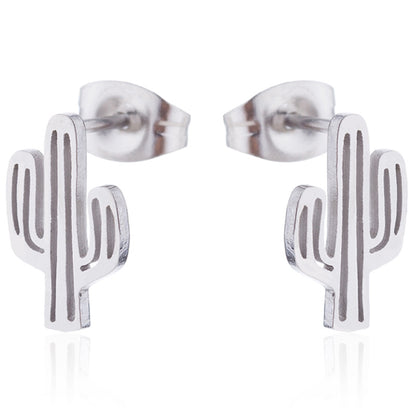 1 Pair Fashion Cactus Stainless Steel Ear Studs