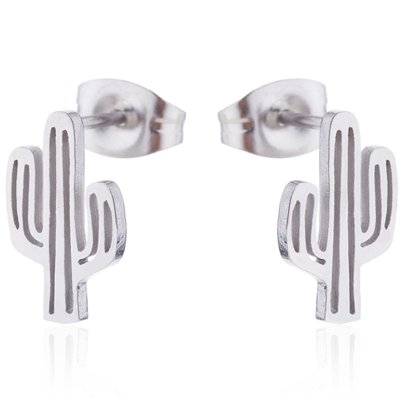 1 Pair Fashion Geometric Titanium Steel Plating Ear Studs