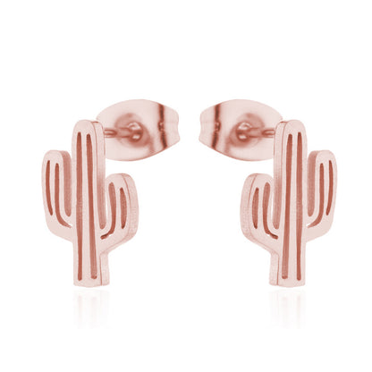 1 Pair Fashion Cactus Stainless Steel Ear Studs