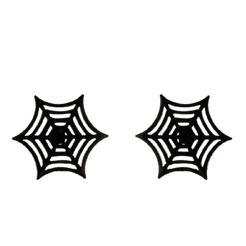 1 Pair Fashion Spider Web Plating Titanium Steel Ear Studs