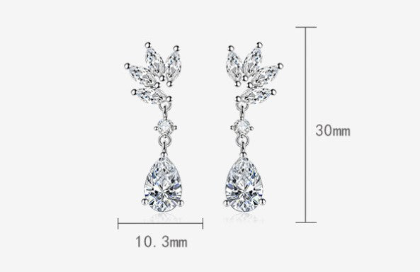 Fashion Water Droplets Copper Inlay Zircon Drop Earrings 1 Pair